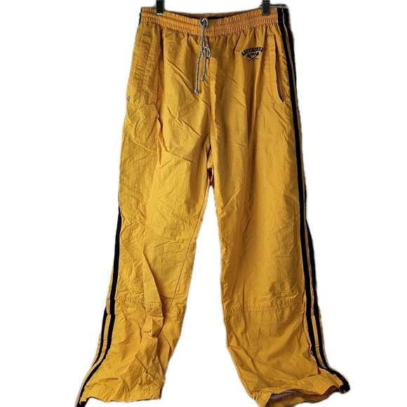 Vtg. Abercrombie & Fitch Yellow Lined Track Pant Joggers Nylon Baggy Y2K Large - Picture 1 of 8